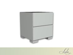 a white cabinet with two drawers on it