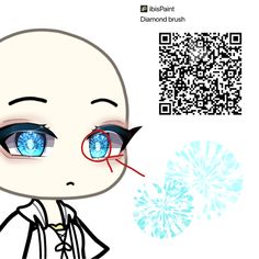 an anime character with blue eyes has a qr code