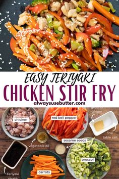 Easy Teriyaki Chicken Stir Fry Pinterest Image Chicken Teriyaki Stir Fry, Easy Chicken Teriyaki, Stir Fry Carrots, Teriyaki Chicken Stir Fry, Easy Chicken Stir Fry, Teriyaki Stir Fry, Easy Teriyaki Chicken, Chicken Over Rice