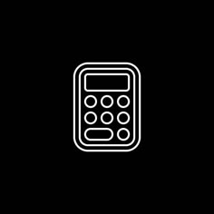 a black and white line drawing of a calculator on a dark background with space for text