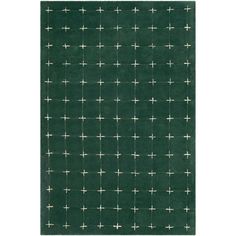 a green rug with white crosses on the front and back of it, against a white background