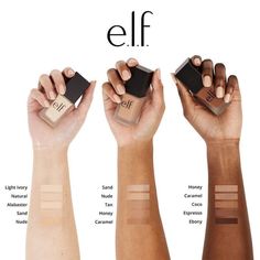 Elf Flawless Satin Foundation 0.68oz Why we love: Buildable, blendable color Semi-matte finish Improves uneven skin tone and texture Key Ingredients: Glycerin - Hydrates the skin Meet your match with this skin-perfecting foundation, now available in 9 shades! This highly blendable formula goes on smooth as silk, providing medium-to-full coverage and weightless all-day wear. Added perks: it’s oil-free and supercharged with glycerin to hydrate and soften your skin. Great for: All skin types All e. Elf Flawless Finish Foundation, Elf Foundation, Revlon Matte, Foundation Swatches, How To Match Foundation, Blending Sponge, Foundation Colors, Elf Makeup, Foundation Shades