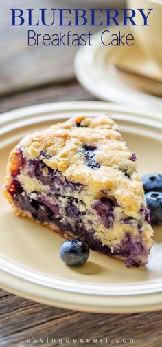 a blueberry breakfast cake on a plate