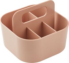 a set of three pink plastic containers with dividers