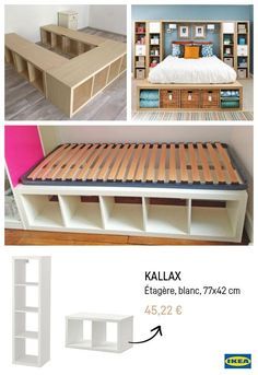 the bed frame is made out of wood and has drawers on each side for storage