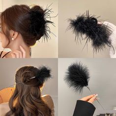 PRICES MAY VARY. Item includes: You will get 1PCS black feather hairpin + 1PCS feather pan hairpin, novel design and exquisite workmanship, a fashion hiar accessories attract everyone's attention. Material: Our ostrich hair clip for women are made of alloy and feather, decorate with feather, the clip design easy to take and take off, and can hold the hair firmly and won't hurt you skin. Exquisite Design: The women's feather hair accessories with black feather ornament, soft feather will add more Black Feather Headpiece, Bohemian Style Hair, Feather Hair Accessories, Claw Ponytail, Black Hair Accessories, Black Bohemian, Feather Headpiece, Birthday Accessories, Feather Hair Clips