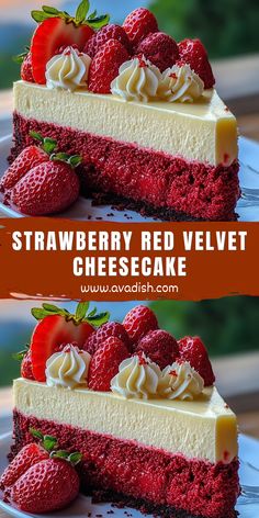 this strawberry red velvet cheesecake is the perfect dessert for valentine's day or any special occasion