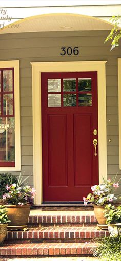 Exterior Front Door Colors, Entry Door Colors, Red Door House, Orange Front Doors, Unique Front Doors, Best Front Doors, Red Front Door, Front Door Paint Colors, Door Colors