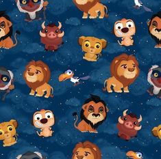 an animal themed wallpaper with many different types of animals on it's blue background