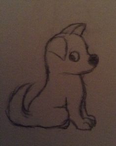 a drawing of a dog that is sitting down