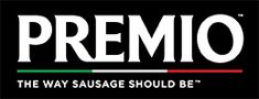 the way sausage should be premo's logo is shown in black and white