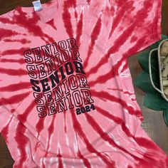 New With Tags, Senior 2024 Tee With Puff Print. Tie Dye, Unisex, Graduation, Graduate, High School , College Senior Tshirts Ideas, Cute Senior Shirts, Senior Shirt Ideas, Senior Tshirts, Graduate High School, Tie Die Shirts, School Ties, Grad Shirts, Senior Crown