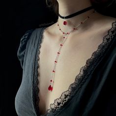 blood drop & the eye of the devil Fantasitic handmade duo for and elegant vampiric look      Velvet ribbon chocker necklace handmade Victorian style medallion and Choker necklace, rosary style neckline Y necklace, faceted beads and deep red drop bead, gothic style handmade jewelry Adjustable necklace occult esoteric original jewelry goth necklace gothic gothic pendant whimsigoth whimsical vampire witch witchcraft victorian witch witchy jewelry costume party medieval victorian jewelry victorian alternative alt alternative romantic romance dark coquette vintage inspired  retro royal princess ethereal jewelry dark minimalist drop bloody jewelry Beaded Goth Necklace, Red Goth Jewelry, Goth Beaded Necklace, Goth Necklaces, Victorian Witch, Dark Minimalist, Necklace For Neckline, Vampire Jewelry, Vampire Witch