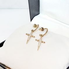 Small 18k Gold Cross Religious Catholic Christian Cubic Zirconia Earrings Women Cross 18k Yellow Gold Plated Drop Earrings With Dazzling Cubic Zirconias. Add An Edgy Look To Your Outfit With A Pair Of Light-Weight Cross Earrings. Earring Height 1 1/4”” Length 1/2” - Hypoallergenic - 18k Gold Plated - Height Width #Jesus #Communion #Confirmation #Baptism #Christining Crossearrings Crucifix Blessed Prayers Praying Protection Christian Catholic 18k Gold Cross Earrings - Small Hoop Earrings - Dangle Gold Plated Diamond Earrings As Gift, Gold Drop Diamond Earrings For Gift, Gold Diamond Earrings Fine Jewelry For Gift, Gold Diamond Earrings For Gift, Gold Diamond Earrings For Anniversary, Yellow Gold Cubic Zirconia Earrings For Gift, Gold Plated Tarnish Resistant Diamond Earrings For Gift, Gold Plated Diamond Earrings, Tarnish Resistant For Gift, Gold Sterling Silver Diamond Earrings With Accents