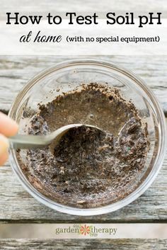 someone is spooning dirt into a glass jar with text overlay that reads how to test soil ph at home with no special equipment