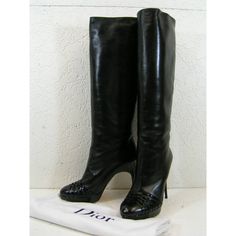 Black Leather "Karenina" Tall Boots By Christian Dior Made In Italy 100% Authentic, Guaranteed!!!!! Incredibly Buttery Soft Beautiful Luxurious Black Leather Leather Sole Leather Insole Knee High Patent Leather Woven Detail 1" Patent Leather Platform 20.5" Tall Floor To The Top Of The Boots. Circumference At Top Is About 15". 5" Heel Retail Price: $1240 - Print On The Box Sticker Size 41-Print On The Boots And Box These Boots Are Stunning! A Must-Have For Any Fashionista!!! Note !! These Shoes C Luxury Party Boots, Luxury Closed Toe Evening Boots, Luxury Patent Leather Boots For Formal Occasions, Luxury Closed Toe Boots For Evening, Luxury Black Formal Boots, Luxury Patent Leather Evening Boots, Luxury Patent Leather Boots For Evening, Luxury Calf Leather Boots For Formal Occasions, Luxury Closed Toe Formal Boots