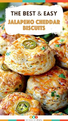 the best and easy jalapeno cheddar biscuits with cheese on top