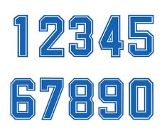 the numbers are blue and have white letters