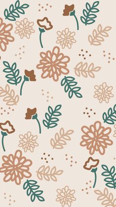 an abstract floral pattern with leaves and dots