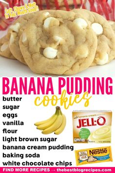 banana pudding cookies with white chocolate chips are the perfect snack for kids and adults to enjoy