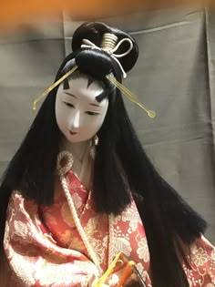 "Japanese Stunning Geisha Doll RARE Old Style Geisha Doll Japanese Stunning Geisha Doll RARE Old Style Geisha Doll Made in Japan Measurements\" The doll between 14\" to 16\" tall. Materials: Gofun Face and glass Eyes This doll is a rare Geisha doll, this is an old geisha style doll, this is collectible doll. She has a nice long hair with gofun face and glass eyes. She is wearing the traditional kimono- nice hair accessories on her hair, just a perfect classic doll to have. She is from Kyoto, the Doll Kimono, Kimono Geisha, Japanese Culture Art, Geisha Doll, Geisha Hair, Retro Photography, Traditional Kimono, Japanese Doll, Japanese Geisha