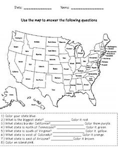 the united states map worksheet for students to practice their language and writing skills