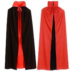 two capes with black and red on them