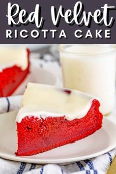 A fun and bright Red Velvet Ricotta Cake from Tornadough Alli! Moist with a delicious glaze this cake is one that you will want to make over and over again. Just like this cake anything red velvet is good all year round. Made with a red velvet cake mix and cream cheese glaze it is the perfect combination. Save this delicious dessert for Valentine's Day!