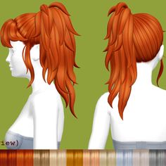 an image of a woman's head with red hair on top and side view