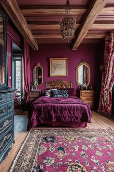 🌟 Ready to add a touch of Eclectic Maximalism to your home decor? Explore the vibrant world of eclectic bedroom, living room, dining room, and more. From vintage eclectic to modern eclectic apartments, find inspiration for your colorful, cozy, and moody eclectic space here! 🎨🏡 #EclecticMaximalism #HomeDecor #InteriorDesign #EclecticStyle Bold Bedroom Decor, Pink Eclectic Bedroom, Dark Color Bedroom, Moody Apartment Aesthetic, Eclectic Maximalism Bedroom, Colorful Eclectic Bedroom, Eclectic Bedroom Ideas, Moody Eclectic, Maximalism Decor