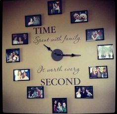 a clock that has pictures on it with the words time spent with family and i'm worth every second