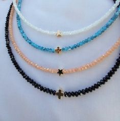 Beaded necklace Cross necklace Star necklace Austrian crystal beads necklace Delicate necklace Gift for her Free shipping Tiny Bead Necklace Ideas, Beaded Star Necklace, Beeded Necklace, Beaded Cross Necklace, Turquoise Jewelry Boho, Crystal Beads Necklace, Jewelry 2022, Eyeglass Necklace, Necklace Star