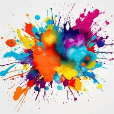 colorful paint splattered on white background