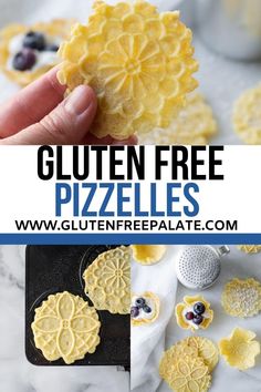 gluten free pizzas with blueberries and lemon zest in the background