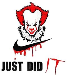 the nike logo is dripping blood and it says, just did it