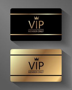 two gold and black business cards with the words, member only