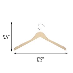 a wooden coat hanger with measurements