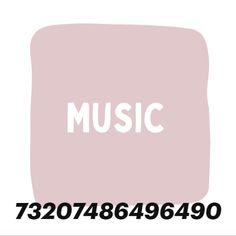 a pink square with the words music in white letters on it, and an image of a