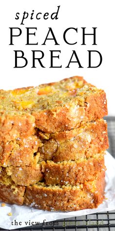 slices of peach bread, stacked Peach Bread, Spiced Peaches, Peach Dessert Recipes, Peach Desserts, Cloud Bread, Fruit Bread, Dessert Dips, Peach Recipe, Bread Recipes Sweet