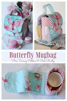 the butterfly mug bag is made from fabric