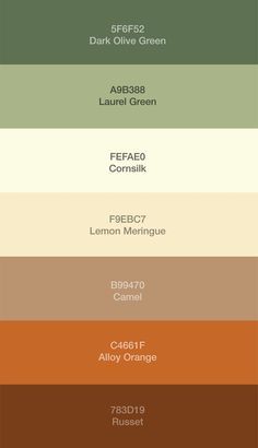 the color scheme for different shades of green and brown