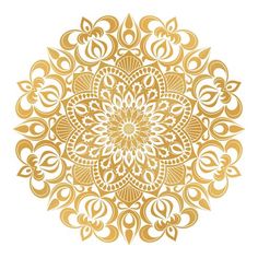 an intricate golden flower design on white background stock photo - 959782