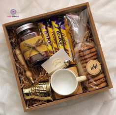 a wooden box filled with lots of different items