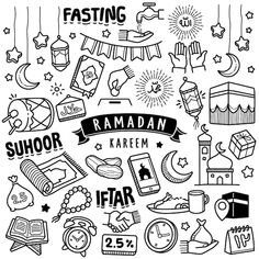 rama kareem and fasting doodles with the text fasting on it