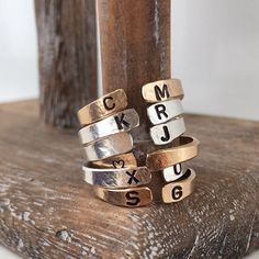 Cheap Everyday Hand Stamped Stackable Rings, Initial Stamped Ring, Cheap Sentimental Engraved Ring Hand Stamped, Stamped Rings Ideas, Metal Stamping Jewelry, Impress Art, Stamping Jewelry, Stamp Jewelry, Open Cuff Ring