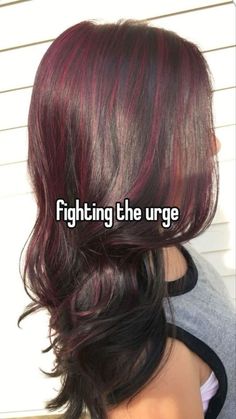 Red Highlights On Dark Hair Curly, Cute Hair Dye Ideas, Long Layer Haircut, Red Dyed Hair, Hairdye Ideas, Red Hair Bangs, Edgy Hair Color Ideas, Raven Hair, Red Hair Inspo