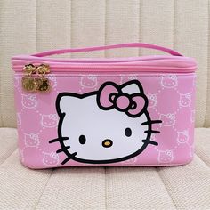 New Hello Kitty Pink Cosmetic Makeup Case Bag Open Compartment With Top Handle Approximately 8.5” X 6.5” X 4.5” Hello Kitty Makeup Bag, Sanrio Stuff, Makeup Bag Essentials, Kitty Accessories, Pink Cosmetics, Boo Basket, Hello Kitty Bag, Hello Kitty Accessories, Christmas Guide