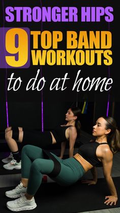 a group of women doing exercises with the text 9 top band workouts to do at home