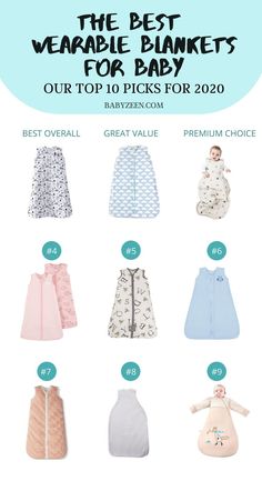 the best wearable blankets for baby, with text overlaying it that reads our top 10 picks for 2020