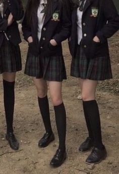 Private School Uniforms, School Uniform Fashion, Uniform Outfits, Three Girls